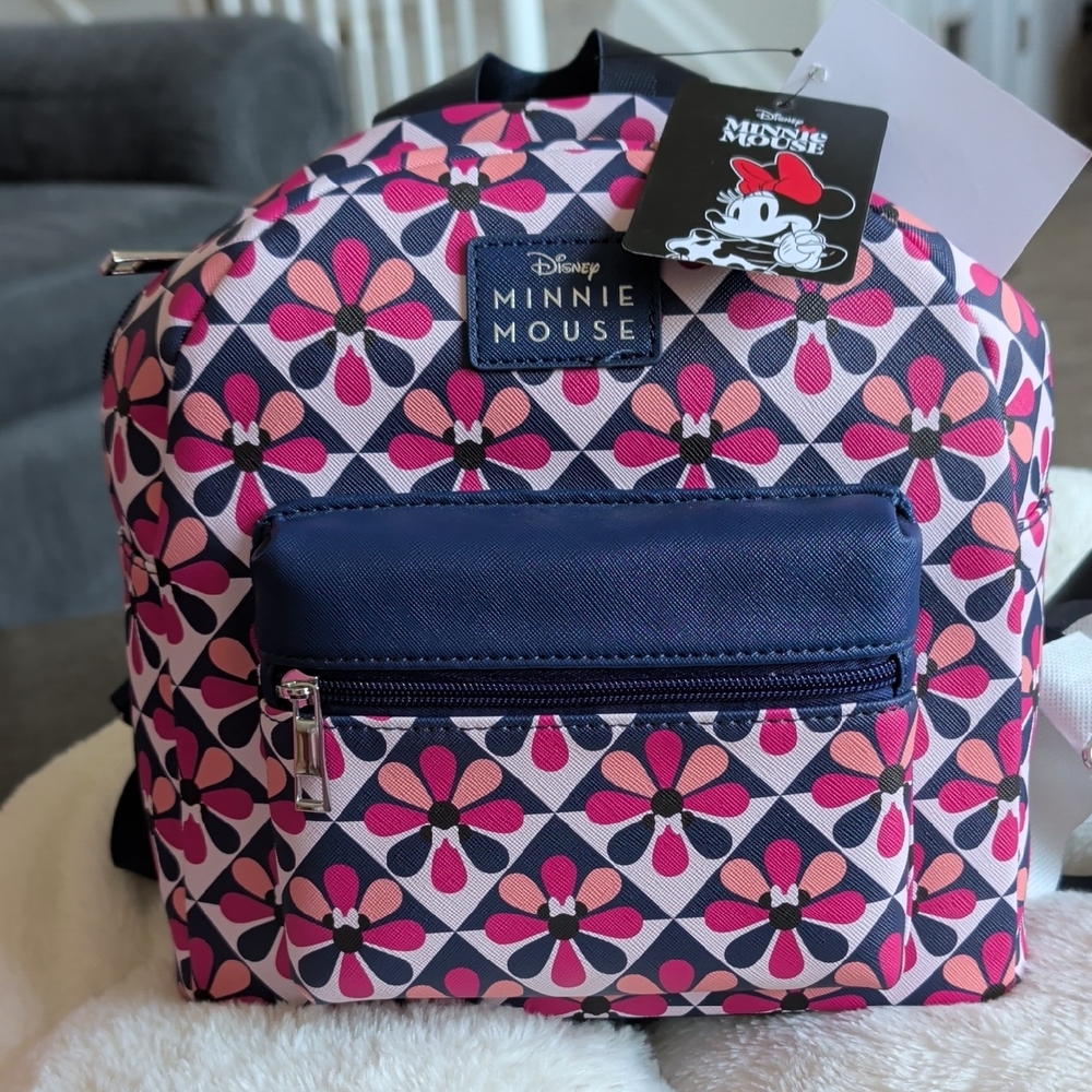 Disney Minnie Mouse Pink & Navy Floral Mini Backpack